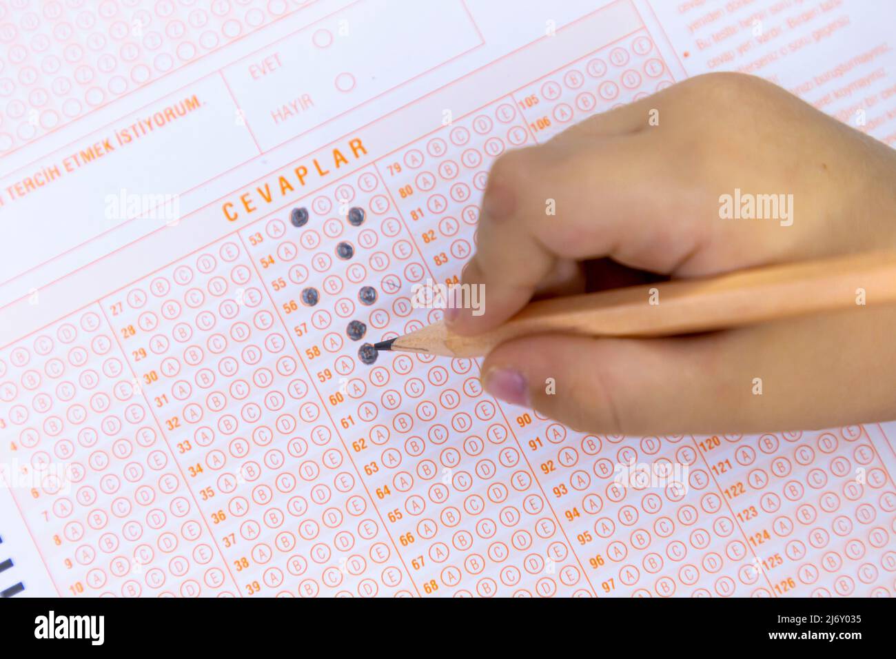Test score sheet with answers Stock Photo Alamy