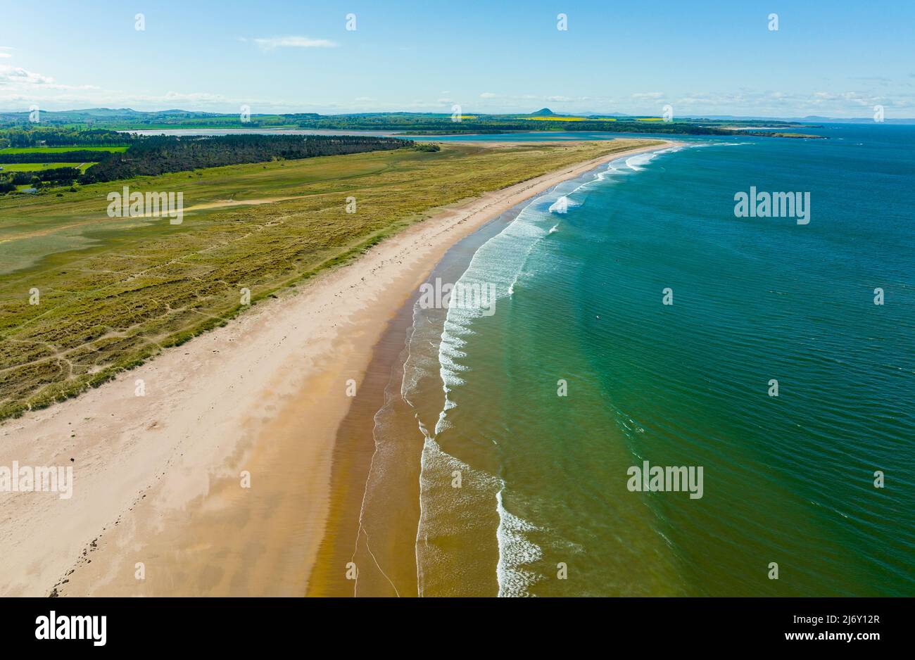 Aerial view of Dunbar Beach at Dunbar in East Lothian, Scotland, UK Stock Photo