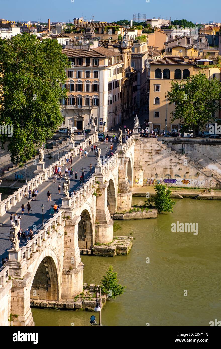 Rome, Italy - May 27, 2018: Panorama of Rome historic center over Ponte ...