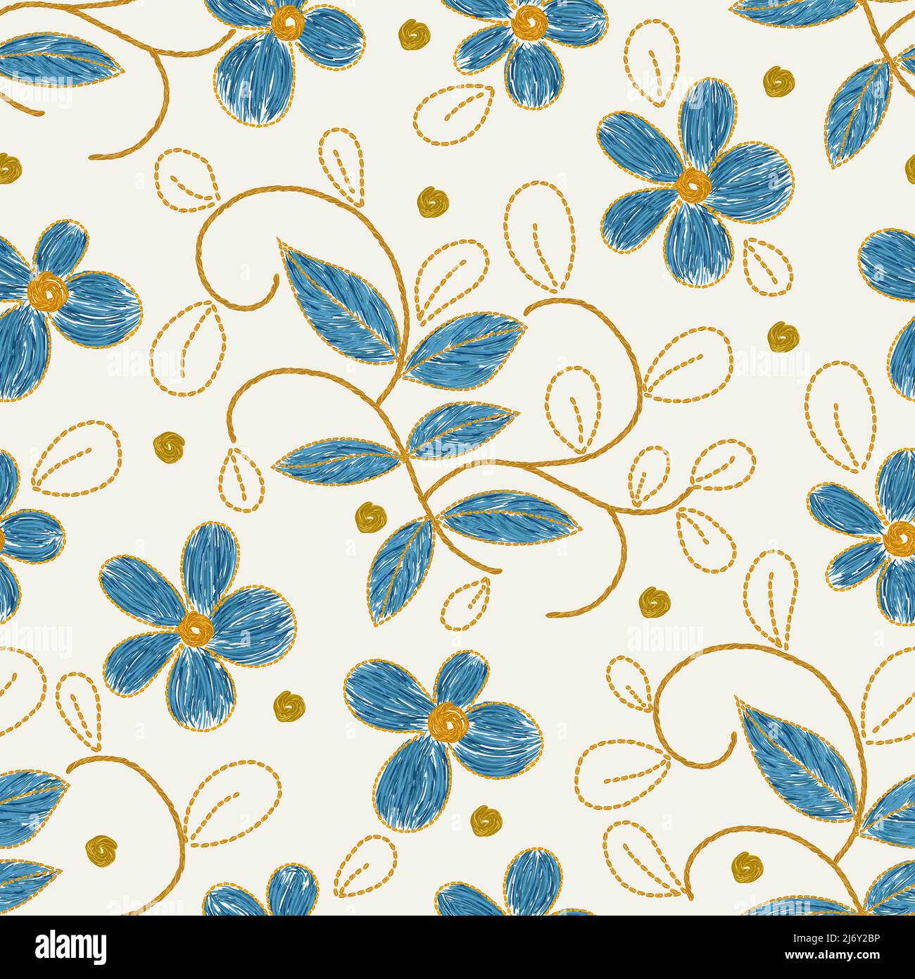 Ukrainian floral flower embroidery seamless pattern. Vector eyhnic illustration Stock Vector