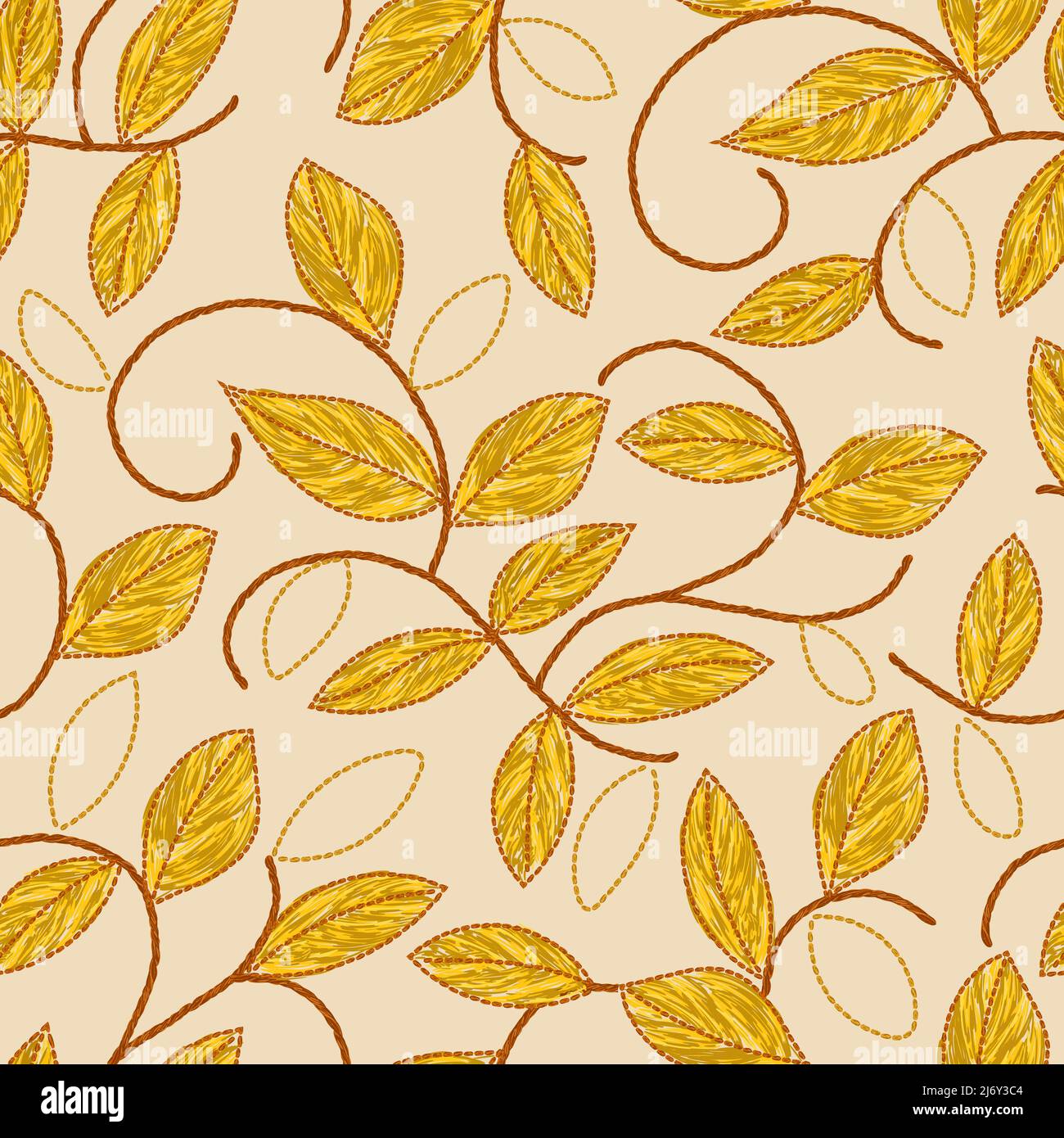 Ukrainian floral leave embroidery seamless pattern. Vector ethnic illustration Stock Vector