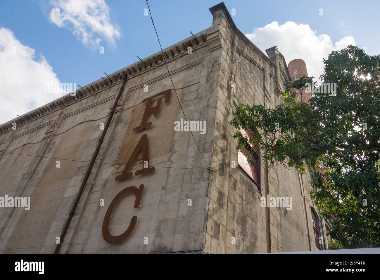 January 9, 2016 - Havana, Cuba: Fábrica de Arte Cubano (F.A.C.) is a gallery by day and a hot spot for young Cubans at night. Stock Photo