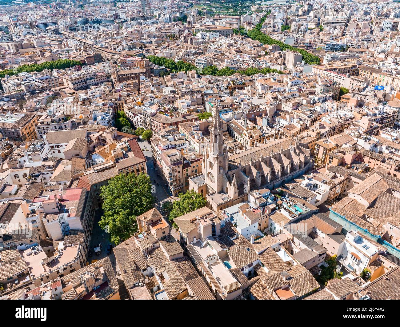 Aerial view of the capital of Mallorca Palma de Mallorca in Spain