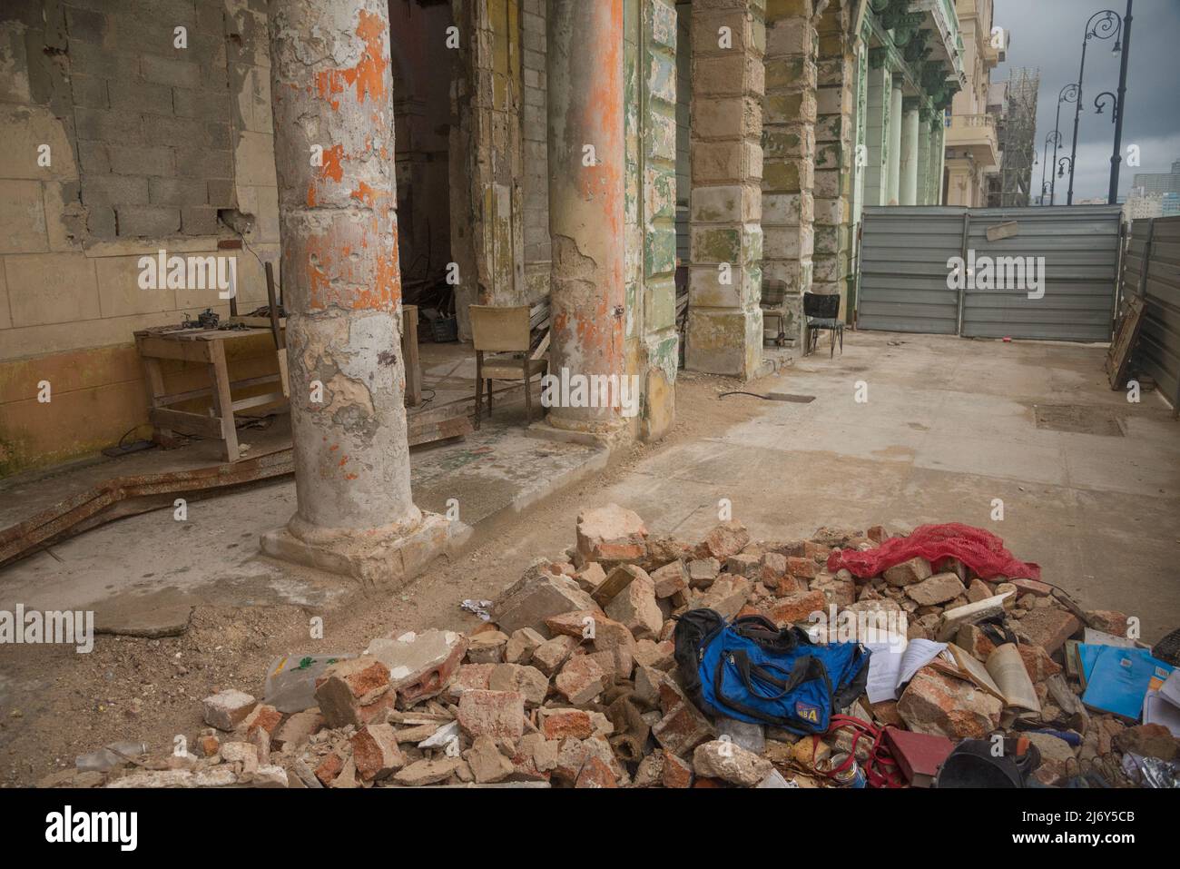 Havana, Cuba - Abandoned building in Havana. This building is due to be restored; many fail and fall down before restoration is possible. Stock Photo