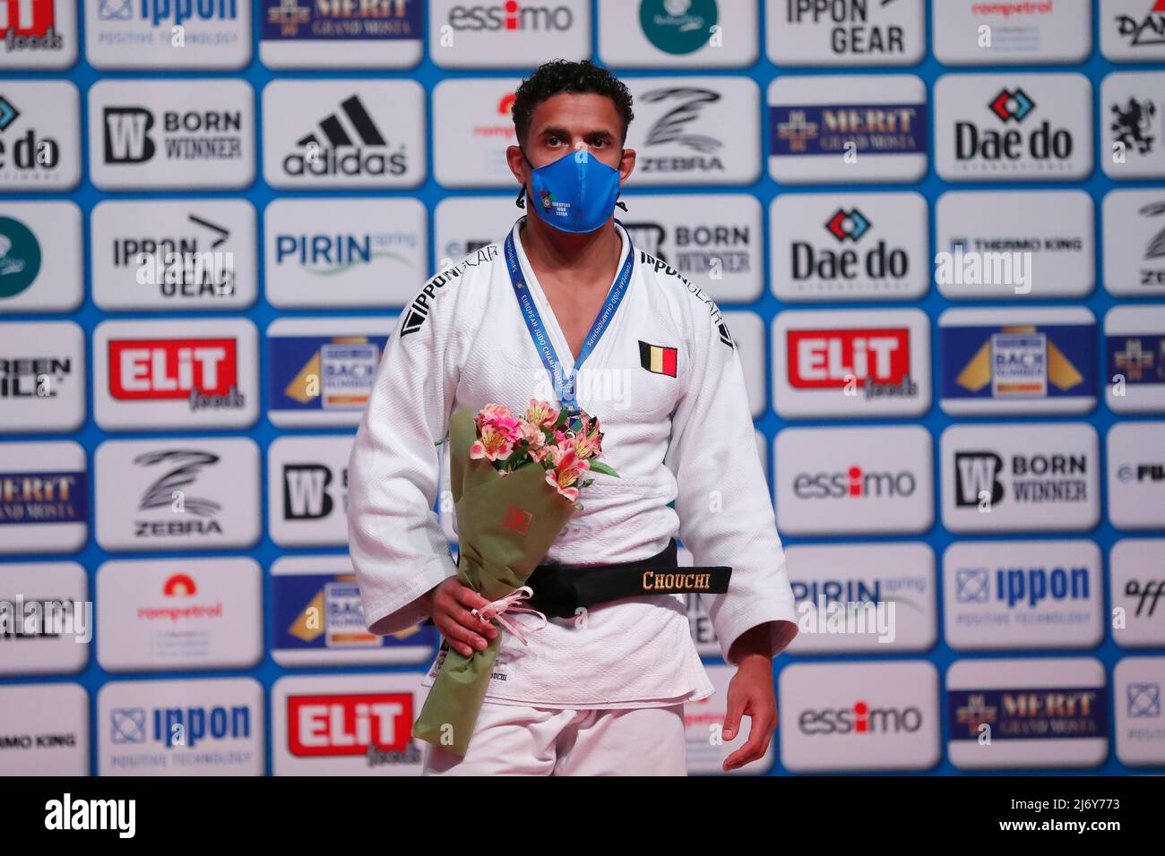 Sofia, Bulgaria, 30th April 2022. Sami Chouchi of Belgium posing with  bronze medal during the medal ceremony in the -81kg during the European  Judo Championships 2022 at Armeets Arena in Sofia, Bulgaria.