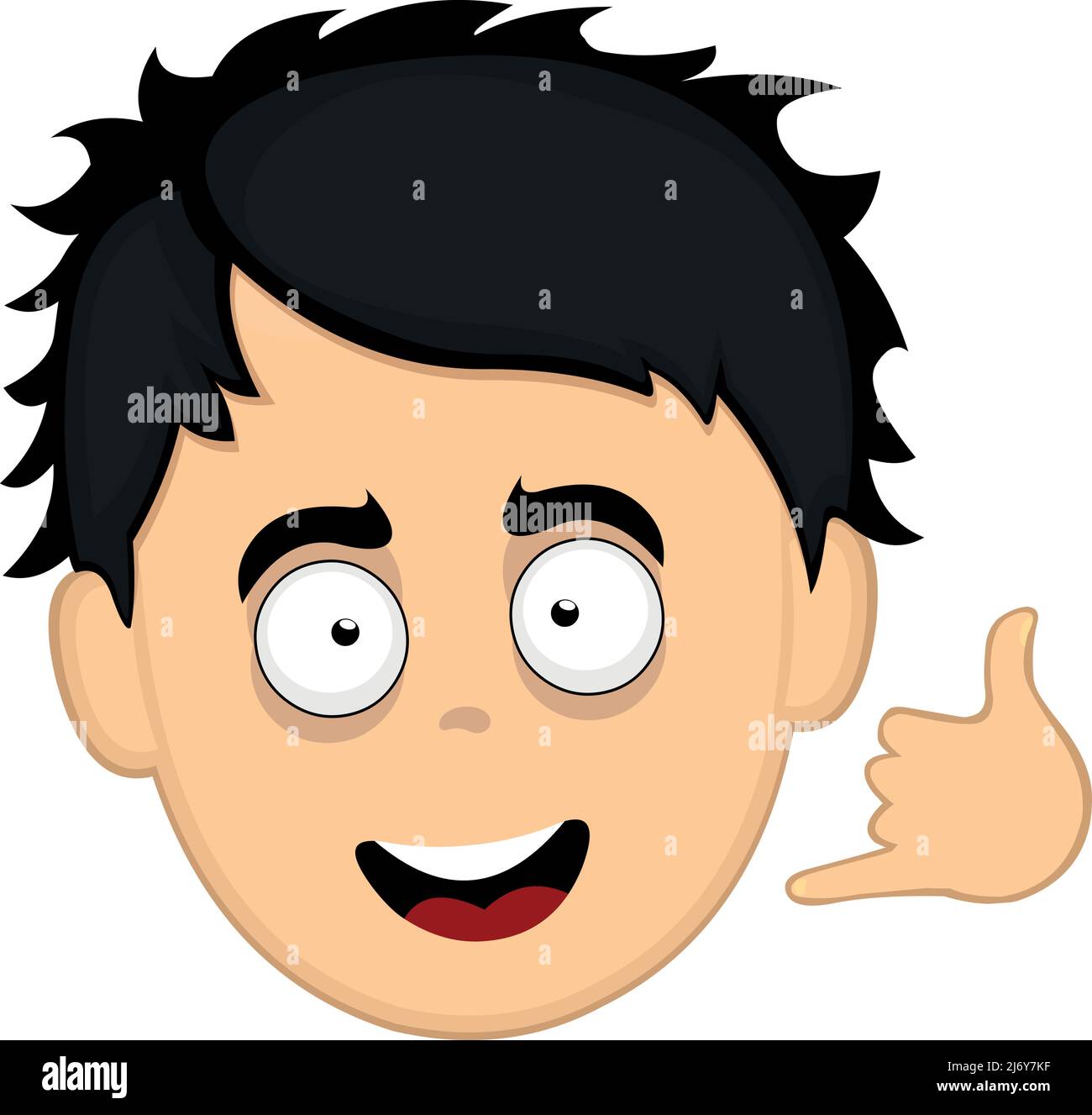 Vector illustration of the face of a cartoon man making a call me on the phone gesture with his hand Stock Vector