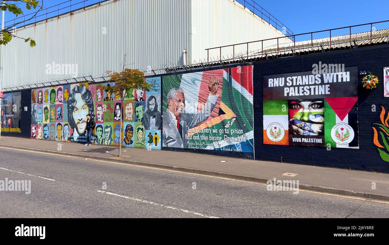 The famous Wall Murals of Belfast on the houses and Peace Wall BELFAST, UK APRIL 25, 2022