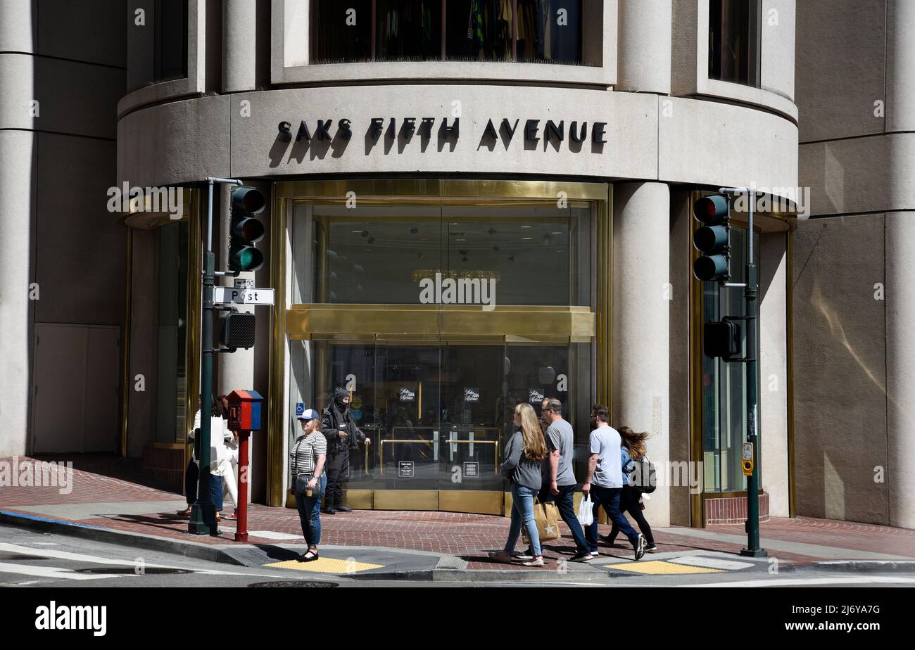 A Saks Fifth Avenue luxury goods store in Union Square, San Francisco