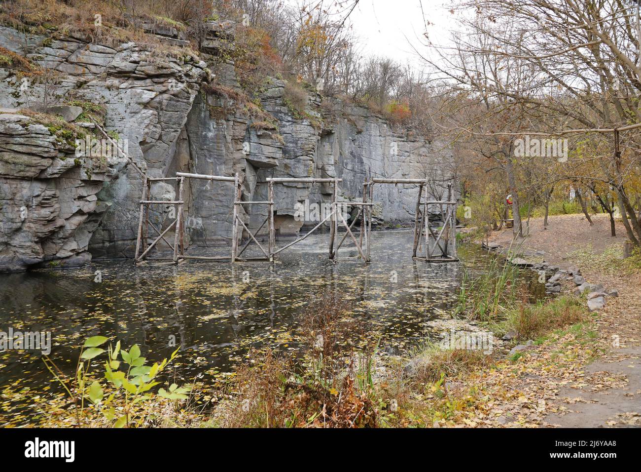Granite rocks of Bukski Canyon with the Girskyi Tikych River ...