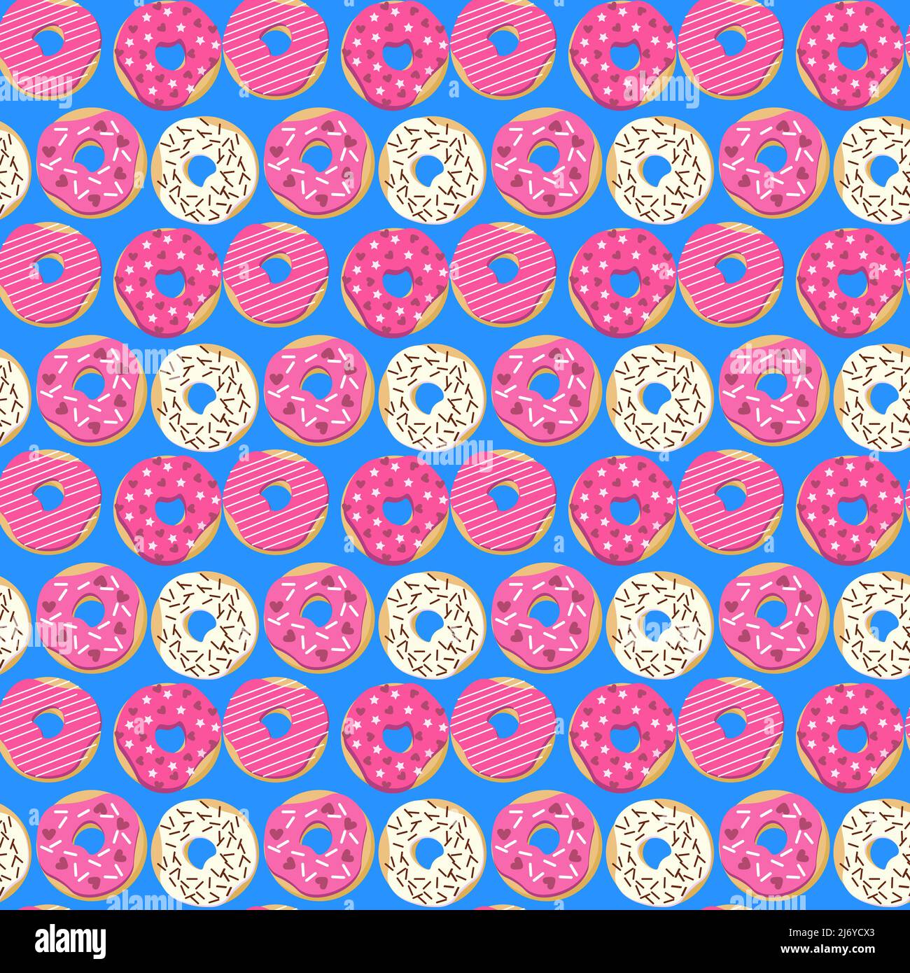 Pattern with sweet donuts. Vector illustration on a colored background ...
