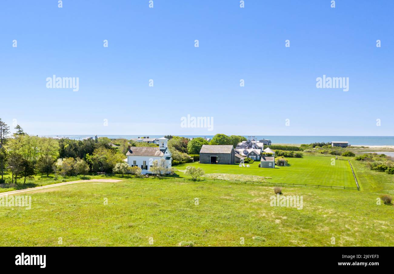 Aerial view of homes along beach lane, Wainscott, NY Stock Photo Alamy