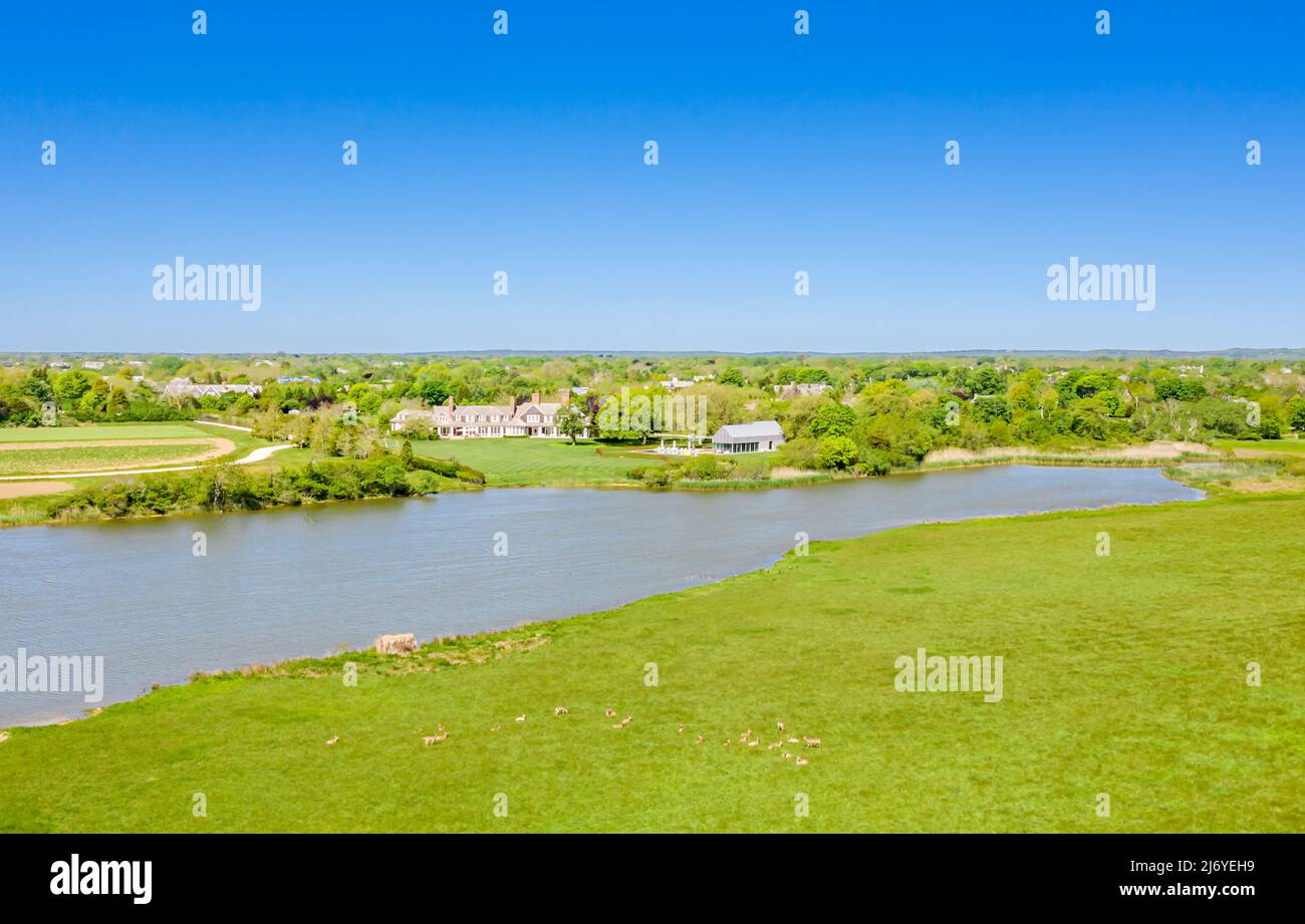 Aerial view of 9 Five Rod Highway, Wainscott, NY Stock Photo Alamy