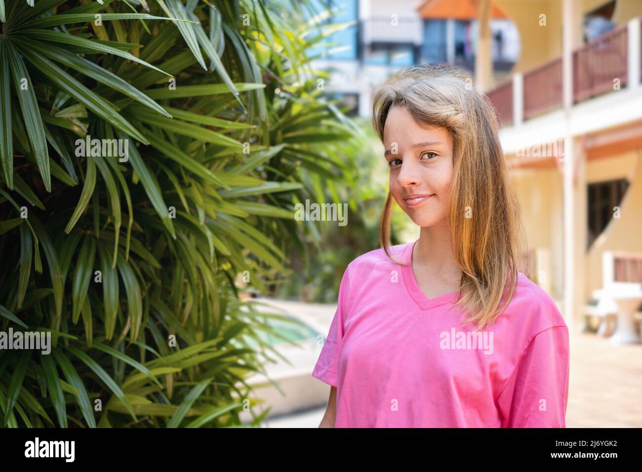 Summer portrait of the teenage girl outdoors Stock Photo