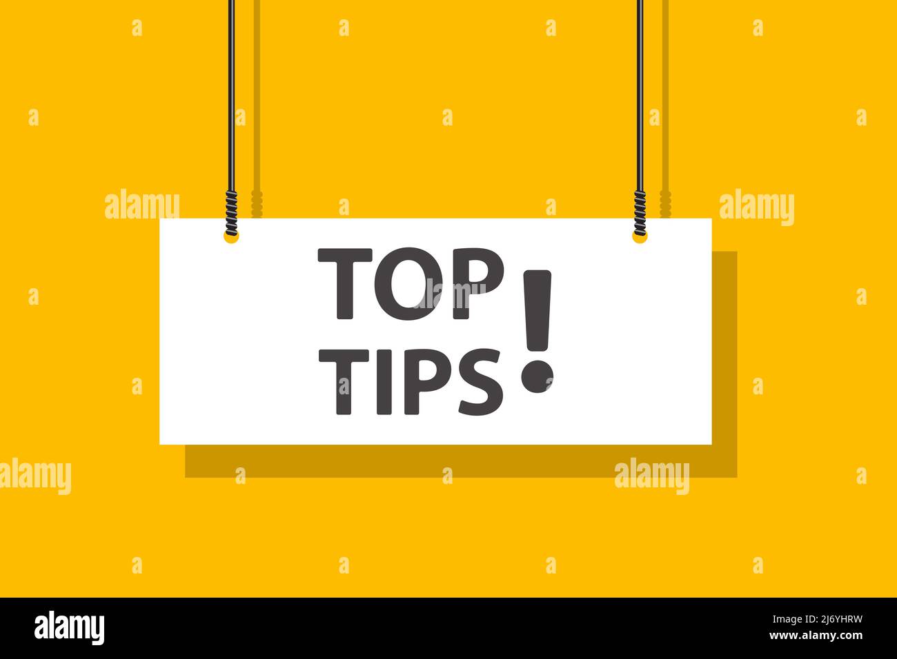 Top tips hanging sign on yellow background for business, marketing ...