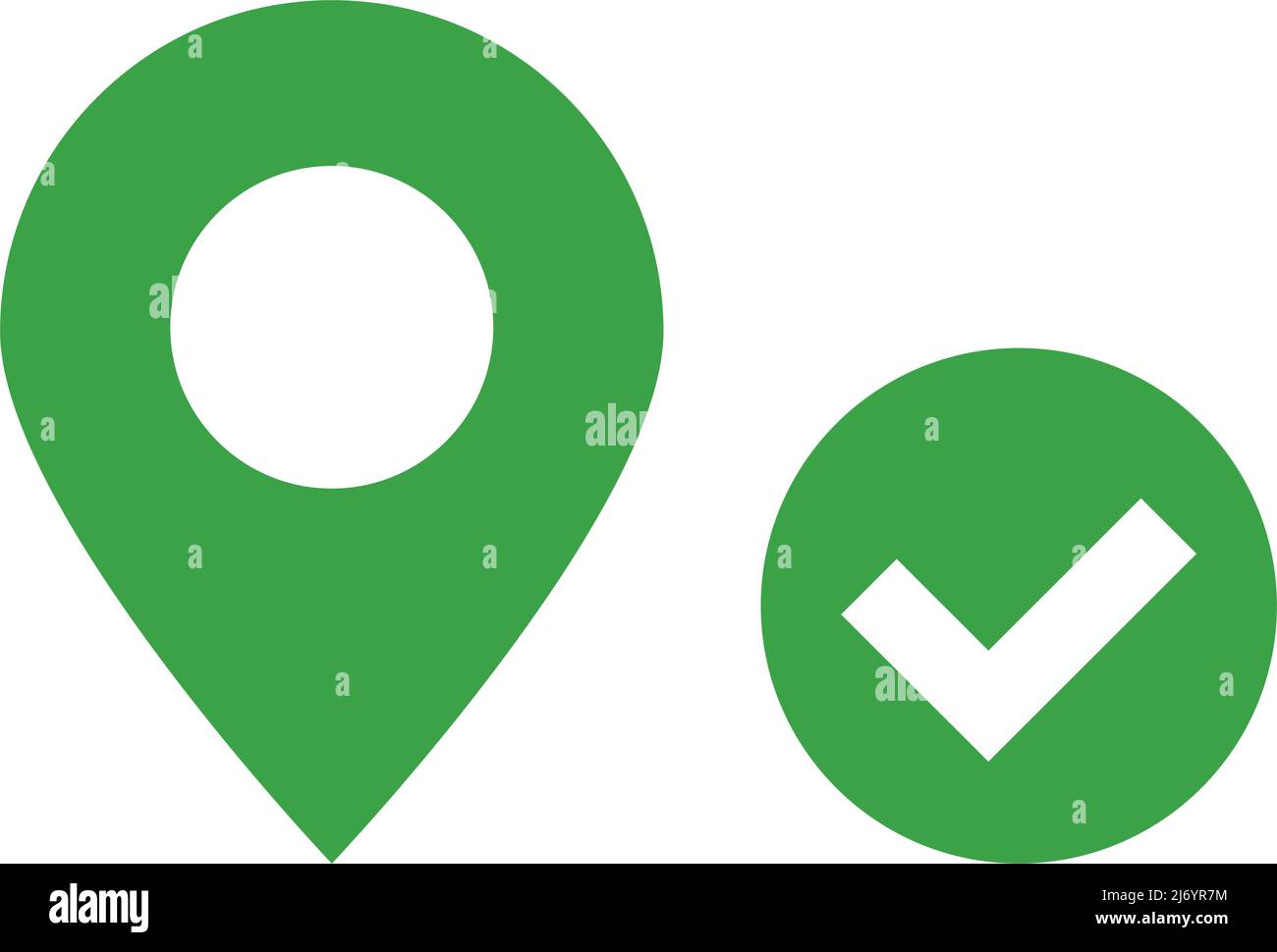 Map pin and check mark icone. Editable vector. Stock Vector