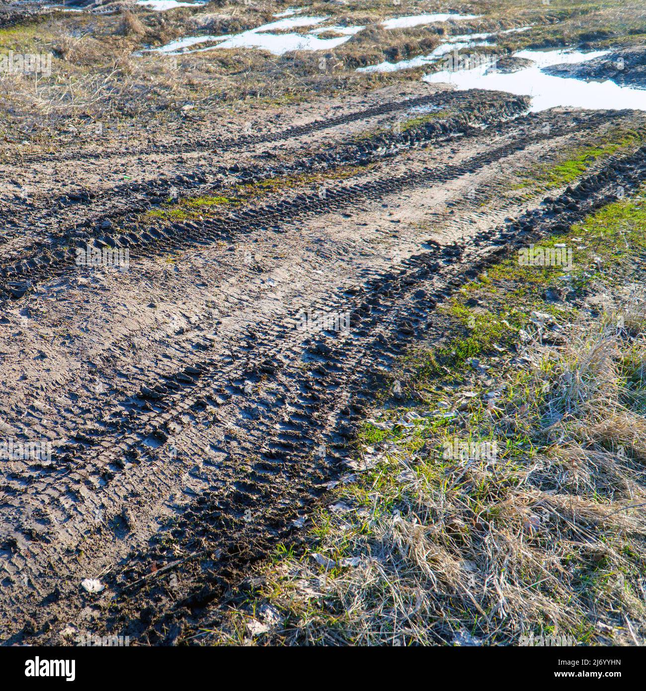 Spring landscape. Dirty spring road. Impassability and mudslides Stock ...