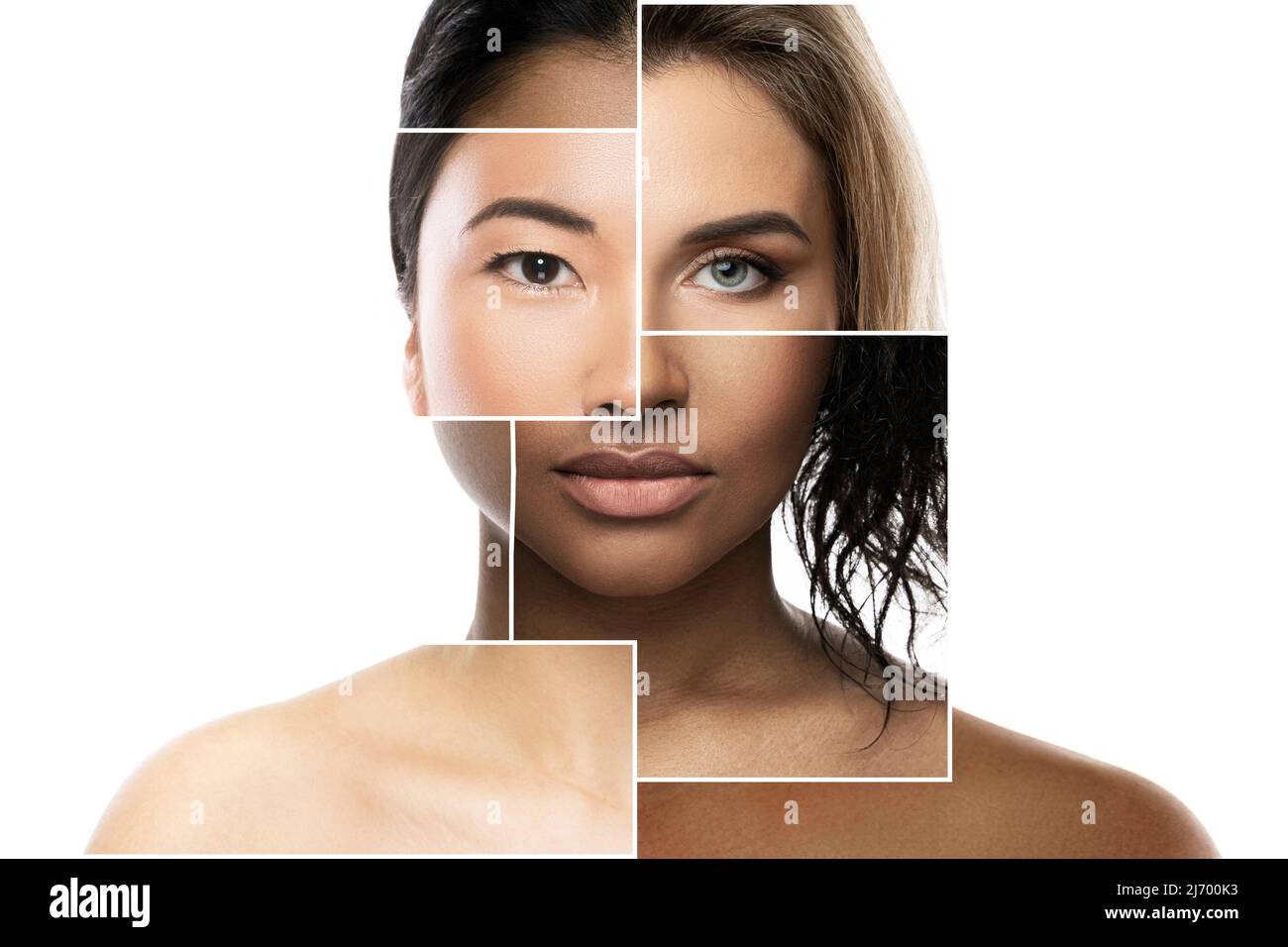 Face parts of different ethnicity women Stock Photo Alamy