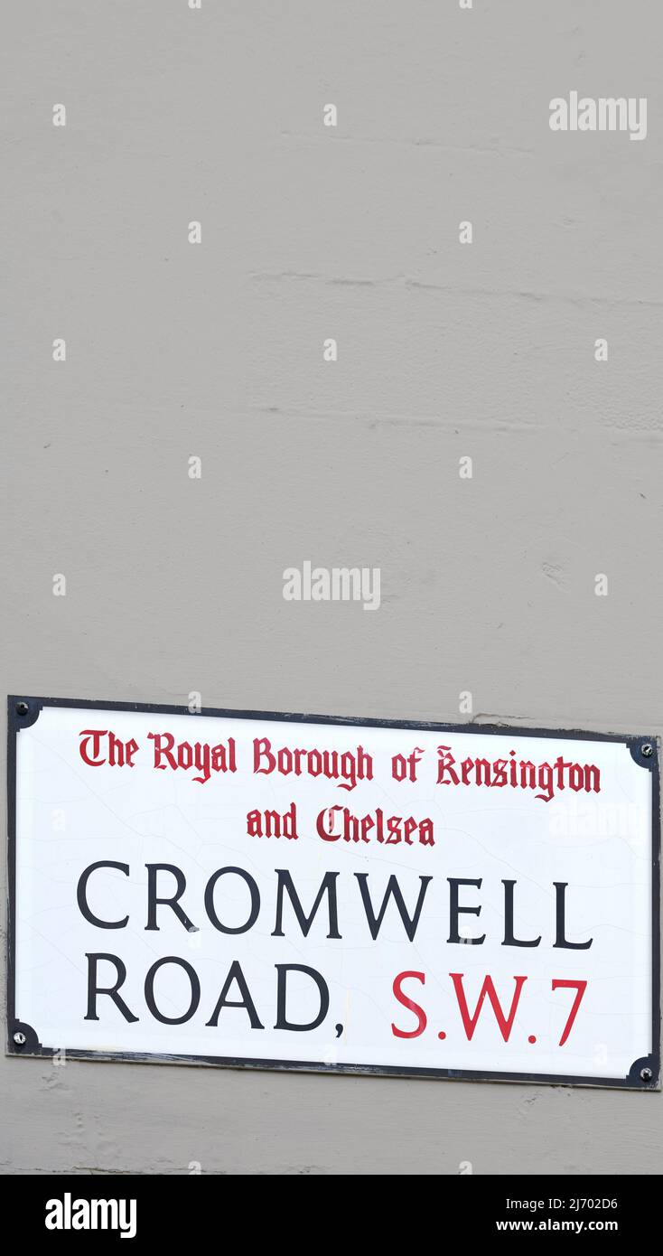 Street sign for Cromwell Road, London SW7, England. Stock Photo