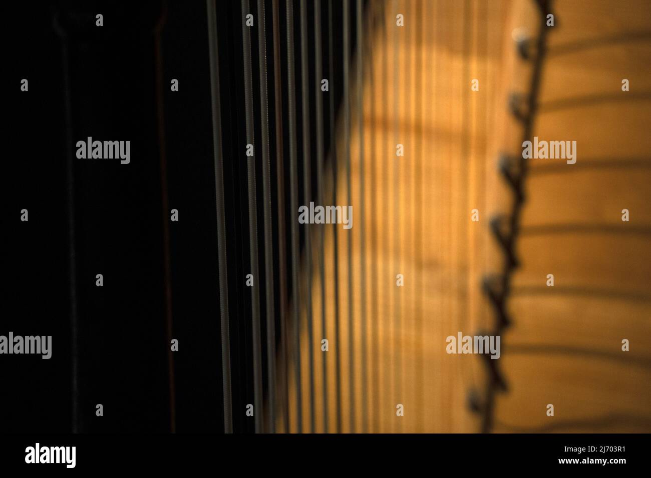 harp strings detail close up isolated on black background Stock Photo ...