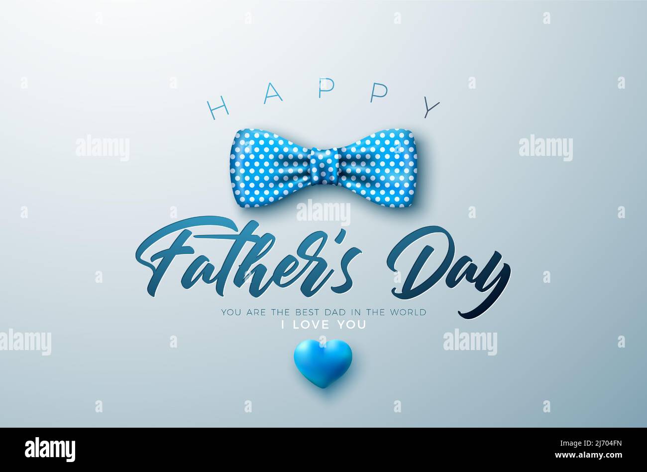 Happy Father's Day Greeting Card Design with Bow Tie and Heart on Light ...
