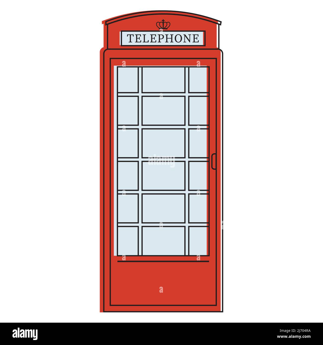 Red telephone booth, color vector isolated cartoon-style illustration. Stock Vector