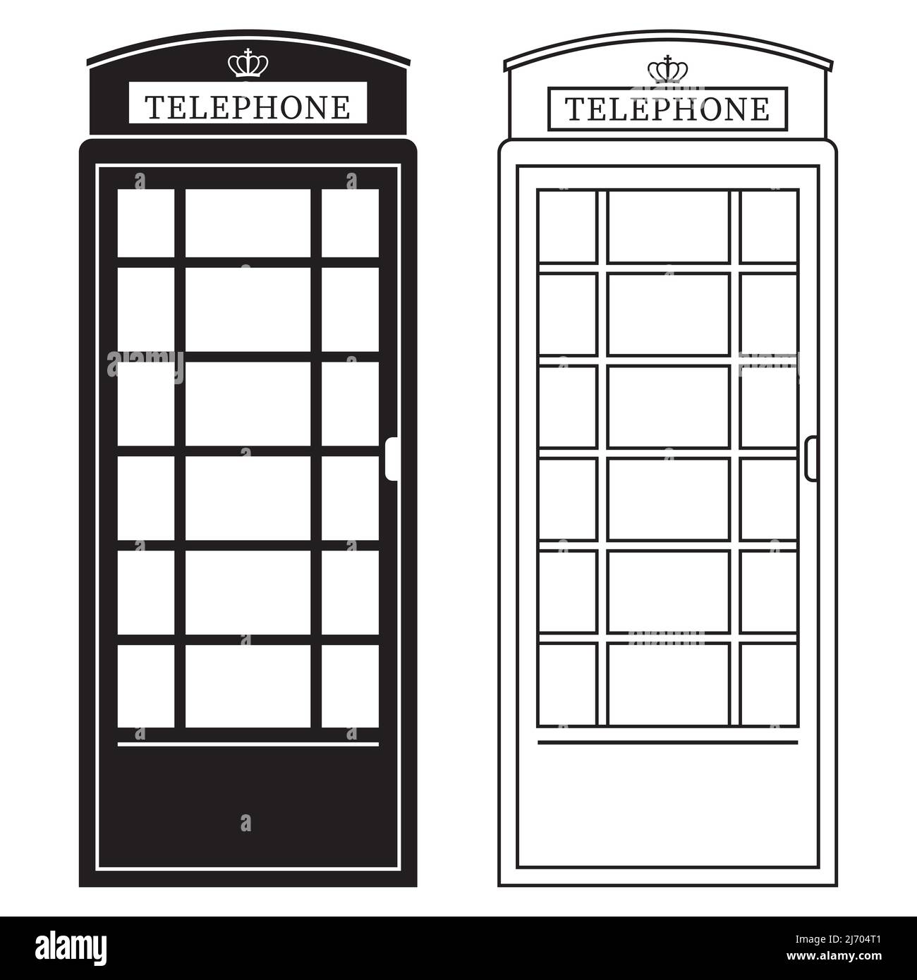 phone booth black outline icon, vector isolated illustration in doodle style. Stock Vector