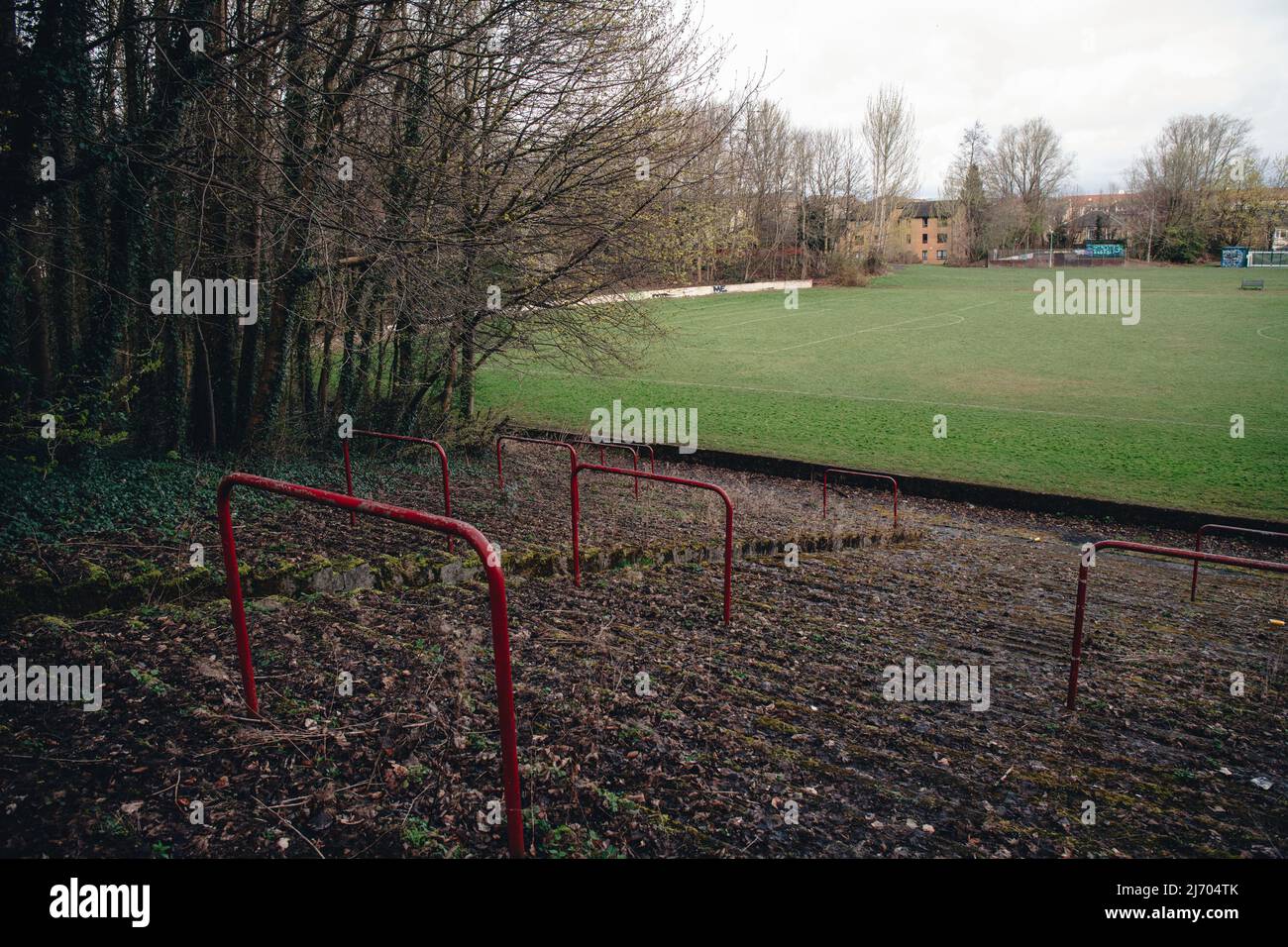 Cathkin Park is a football ground in the Crosshill area of Glasgow, Scotland. It was the home ground of Third Lanark from their foundation in 1872 unt Stock Photo