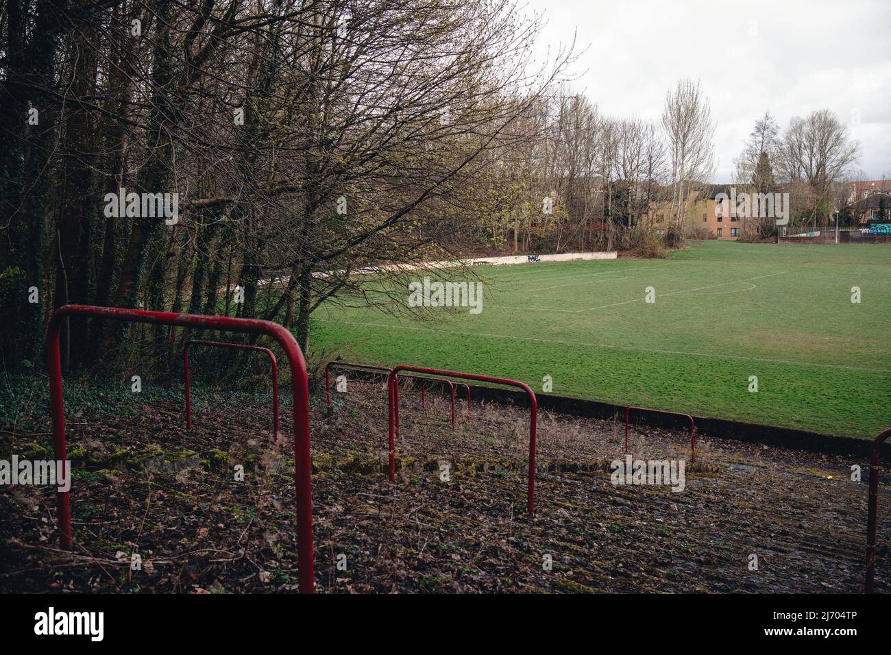 Cathkin Park is a football ground in the Crosshill area of Glasgow, Scotland. It was the home ground of Third Lanark from their foundation in 1872 unt Stock Photo