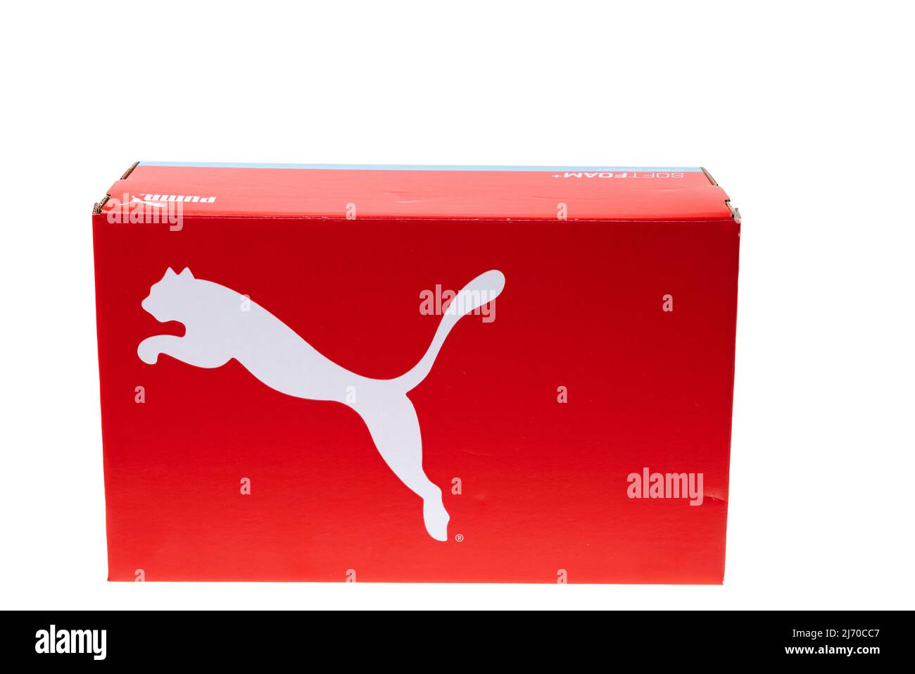 Beautiful view of box of Puma shoes isolated on white background. Sweden  Stock Photo - Alamy