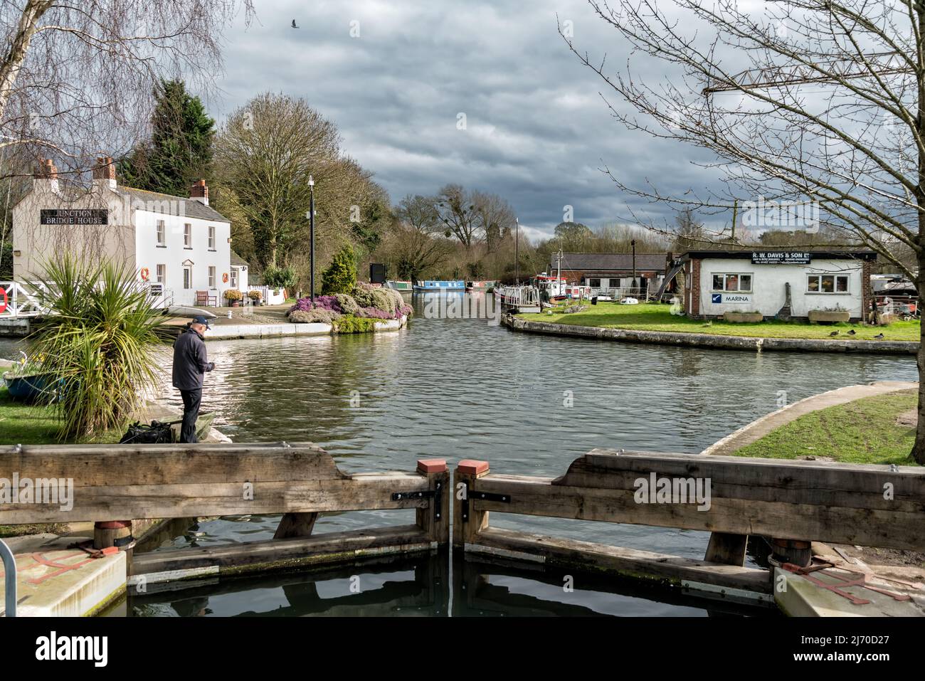 Saul Junction with the Stroudwater Canal and the Gloucester-Sharpness Ship Canal, Gloucestertshire, United Kingdom Stock Photo