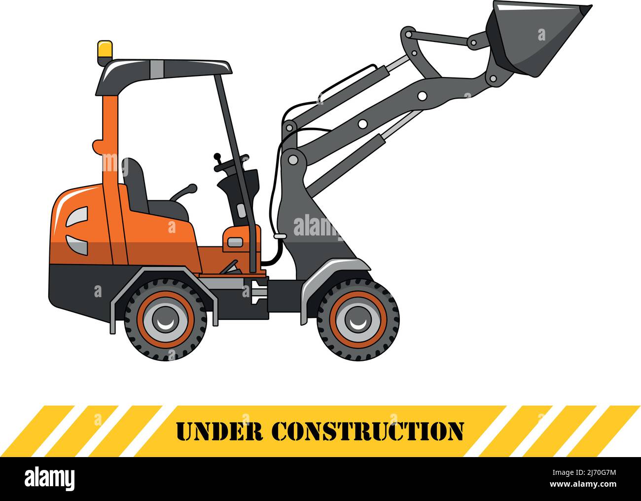 Skid steer loader. Heavy construction machine. Vector illustration Stock Vector
