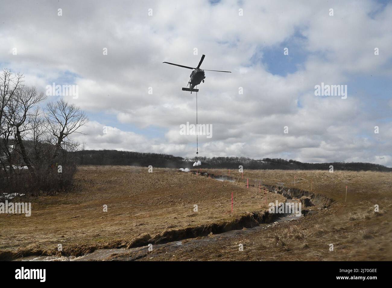 North Dakota Army National Guard Aviators operating two Black Hawk