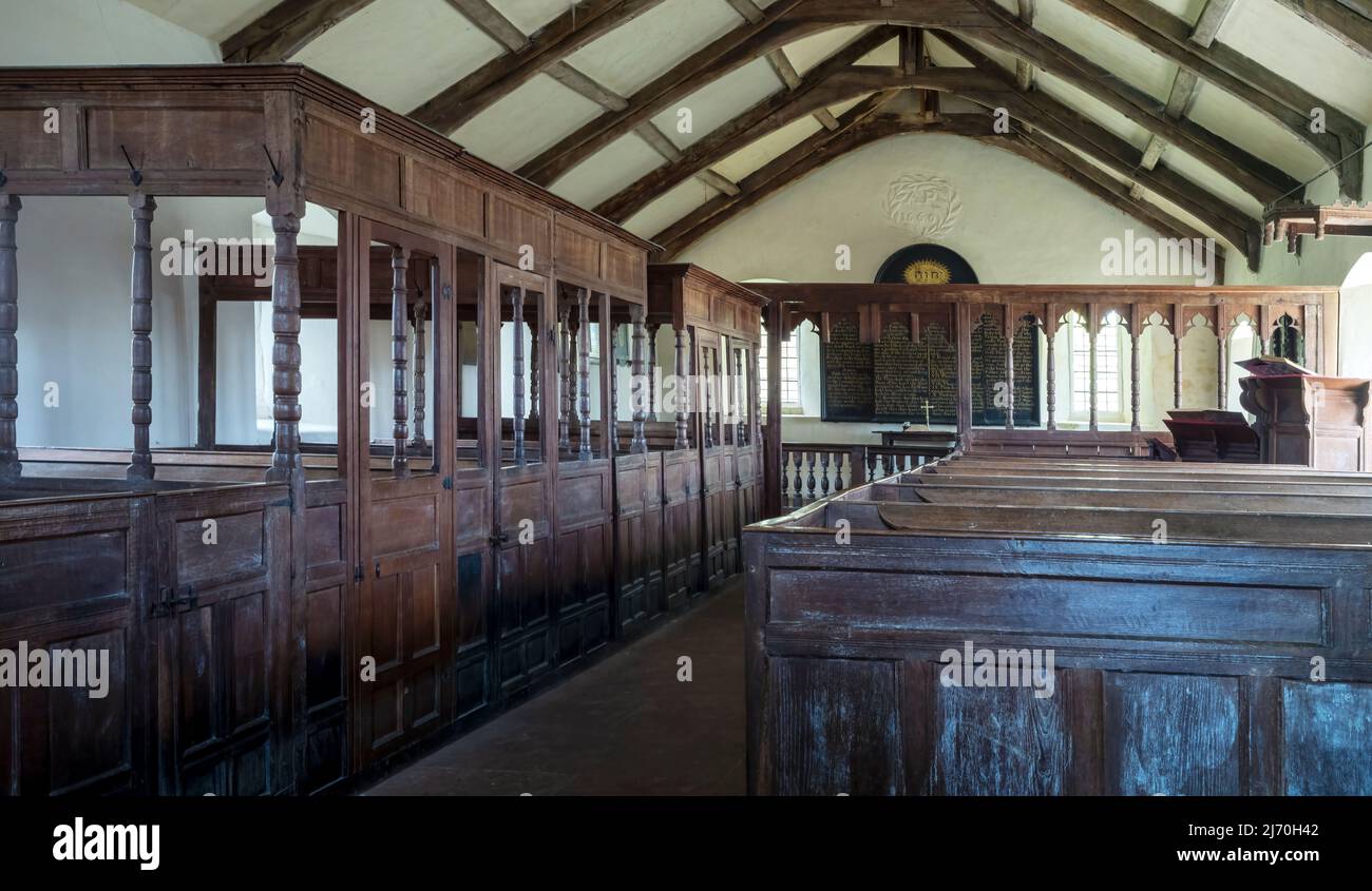The peaceful and historic interior of St Ninians Church (Ninekirks), Brougham, Cumbria, UK Stock Photo