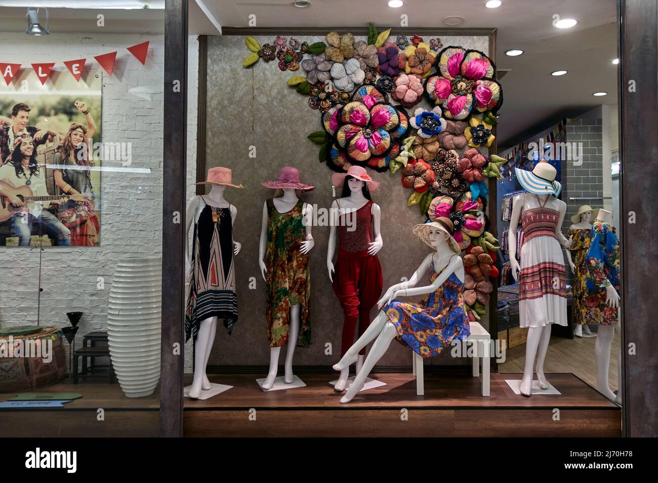 Window display fashion. Woman summer wear. Female clothing. Stock Photo