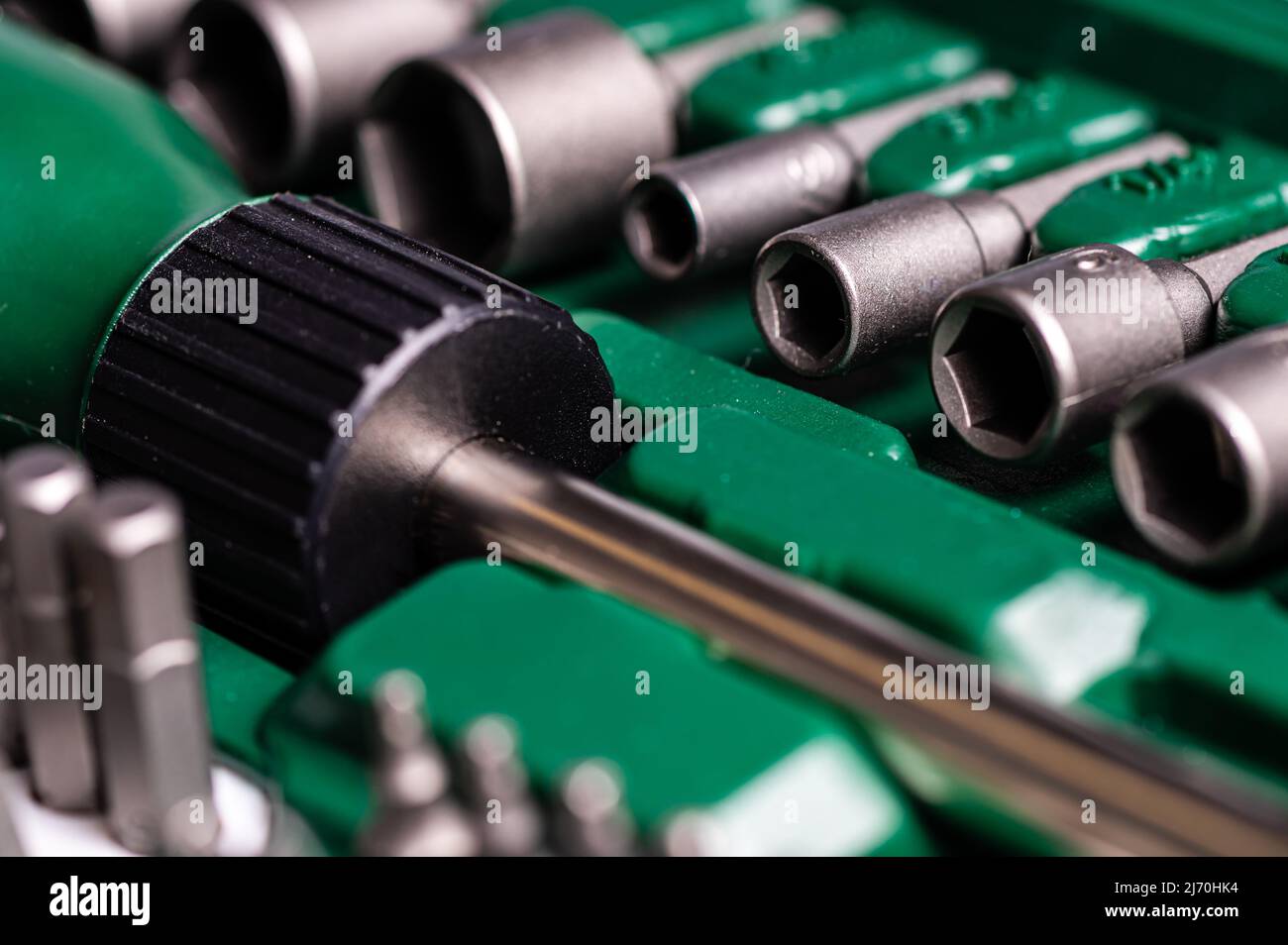 Interchangeable screwdriver set with different types of metal steel