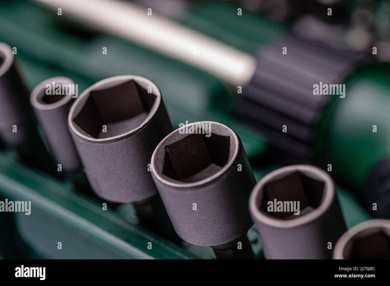 Interchangeable screwdriver set with different types of metal steel heads and bits, selective