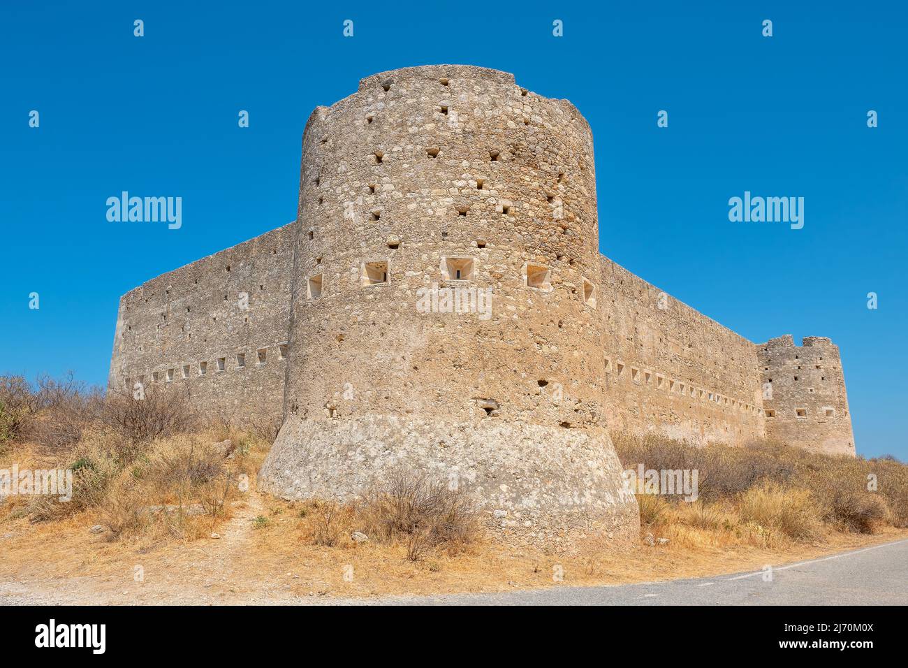 View to medieval fort Koules of Aptera. Chania area, Crete, Greece Stock Photo