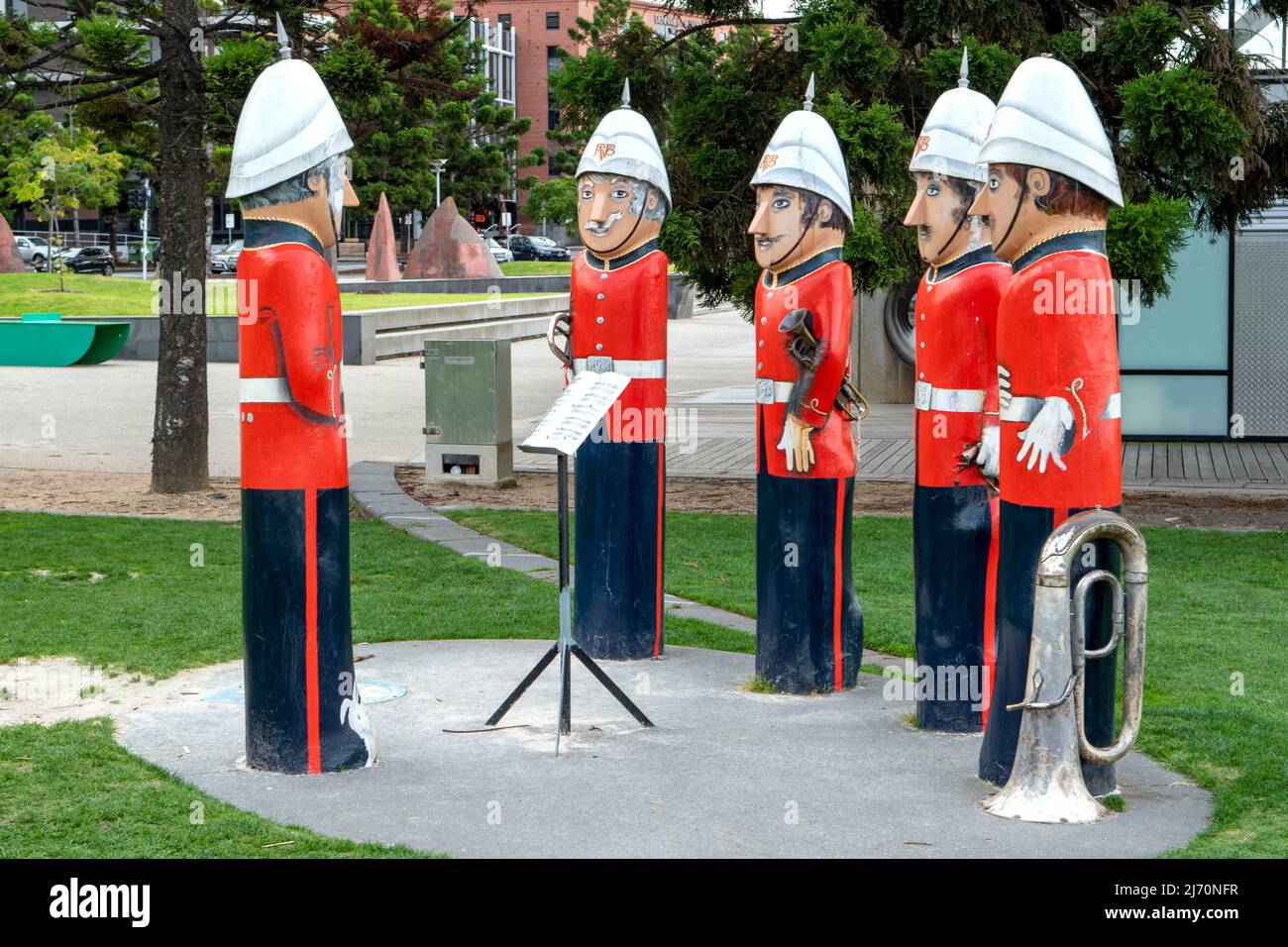 Military Band Bollard Art, Geelong, Victoria, Australia Stock Photo Alamy