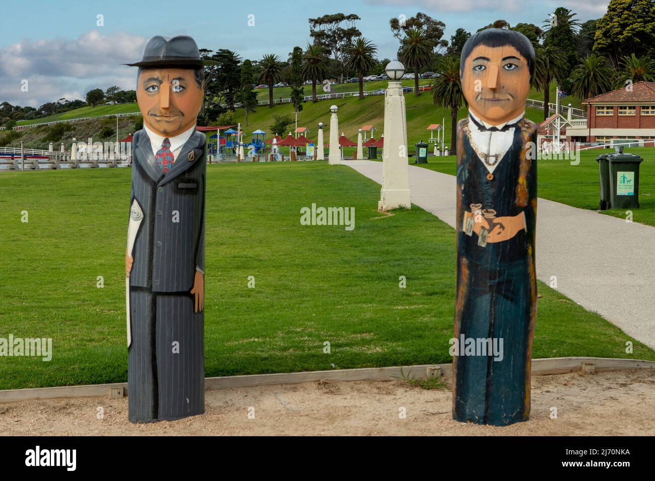 Waterfront Bollard Art, Geelong, Victoria, Australia Stock Photo