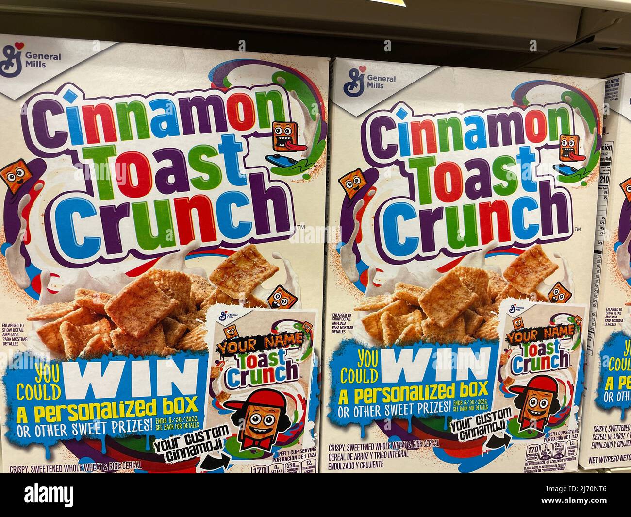 Grovetown, Ga USA - 11 13 21: Cinnamon Toast Crunch cereal on a retail store shelf Stock Photo