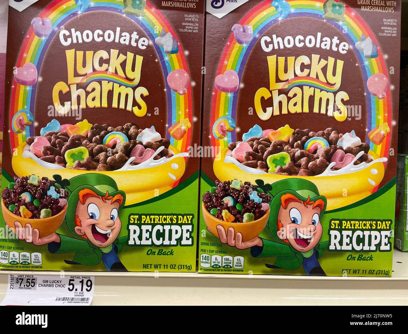 Lucky Charms Chocolate Cereal, 11 Ounce Box -- 12 per case