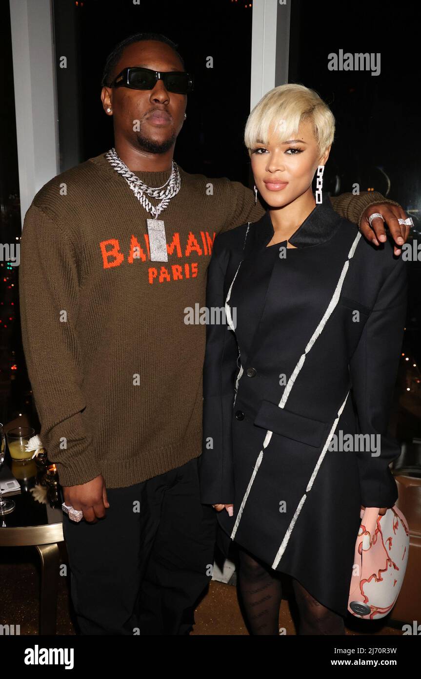 NEW YORK, NY - MAY 4: Hit Boy and Serayah McNeill at the Future And The May Issue Of GQ Party hosted by Will Welch at the Boom Boom Room in New York City on May 4, 2022. Credit: Walik Goshorn/MediaPunch Stock Photo