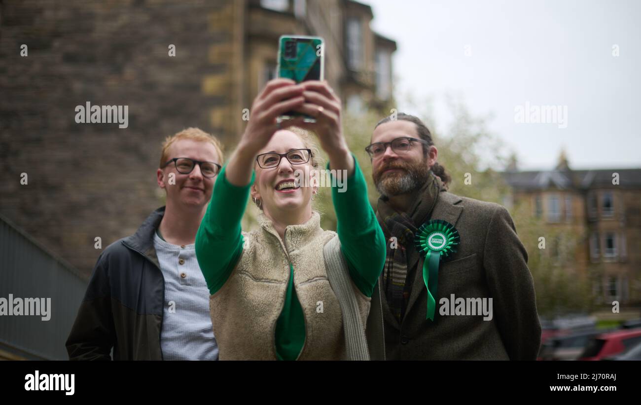 Edinburgh Scotland, UK May 05 2022. Scottish Green Party co-leader Lorna Slater at Holyrood Evangelical Church to vote in the Local Government council elections.credit sst/alamy live news Stock Photo