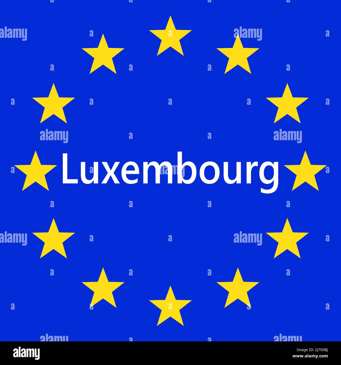Flag of European Union with Luxembourg. EU Flag. Country border sign of the of Luxembourg. Vector illustration. Stock Vector