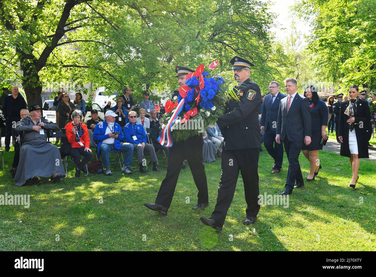 The 2nd Infantry Division memorial wreath laying ceremony within the Liberation Festival Pilsen - celebrations of the end of World War II - was held on May 5, 2022, in Pilsen, Czech Republic. (CTK Photo/Miroslav Chaloupka) Stock Photo