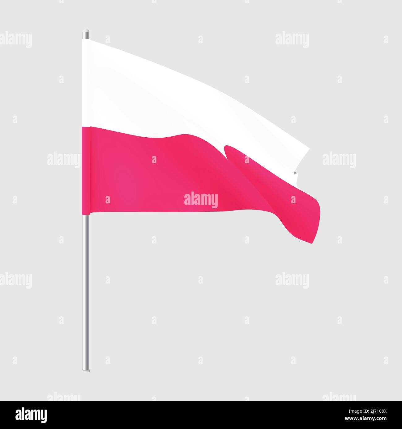 Polish flag. Poland national waving flag. Vector illustration Stock