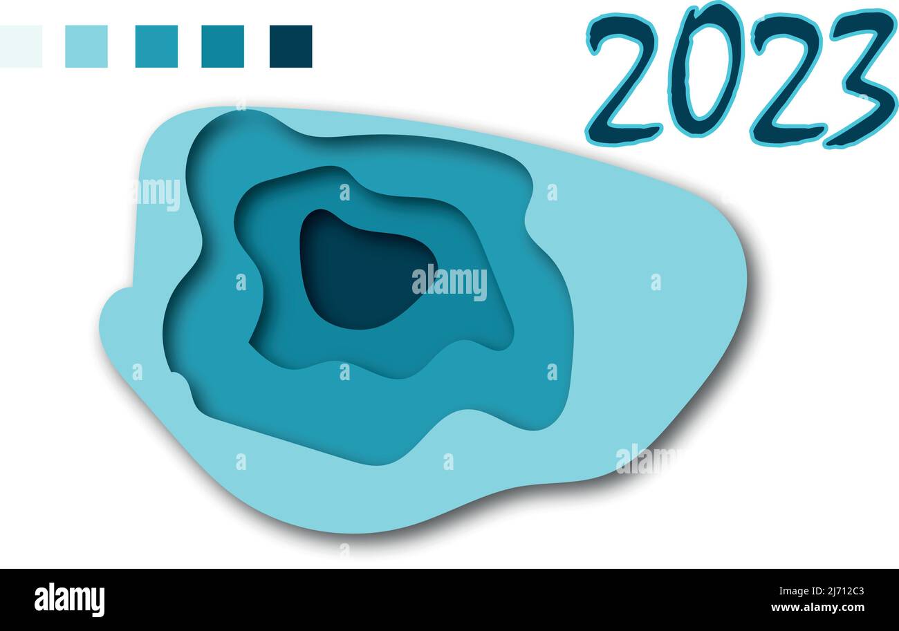 Text 2023 Calm blue sea color background Stock Vector