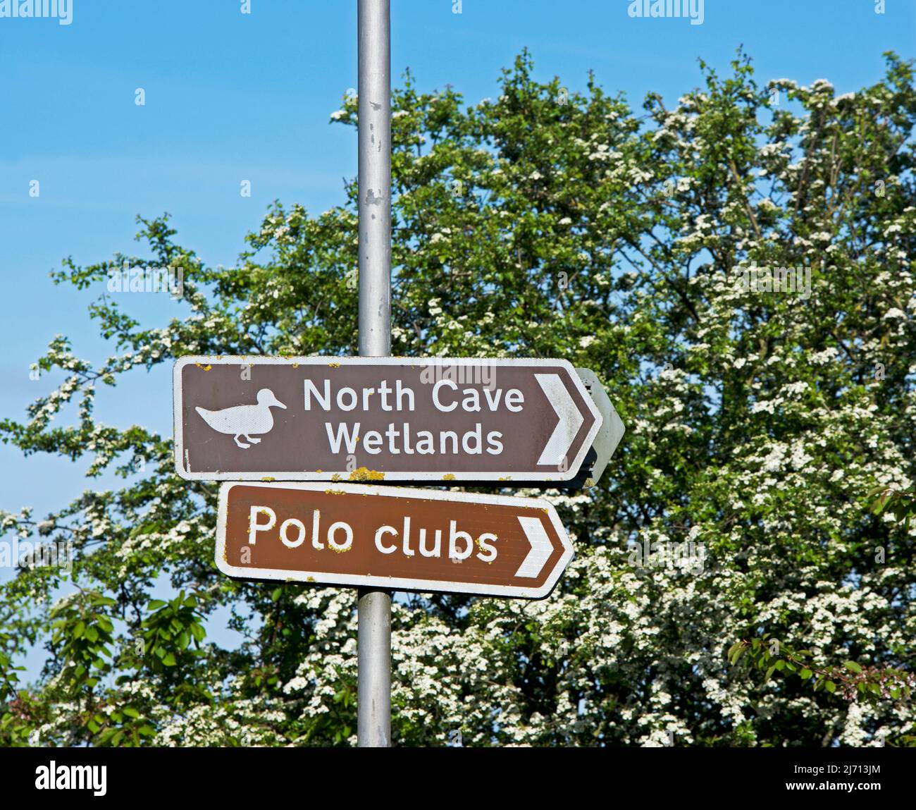 Sign in North Cave for North Cave Wetlands and Polo Clubs, East Yorkshire, England UK Stock Photo