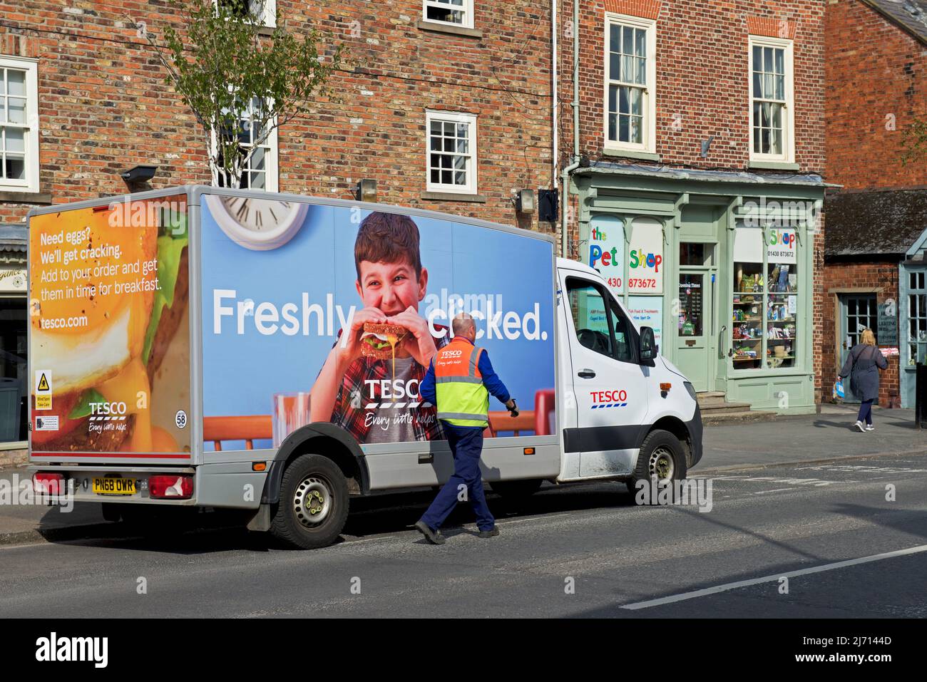 Tesco delivery van in Market Weighton, East Yorkshire, England UK Stock