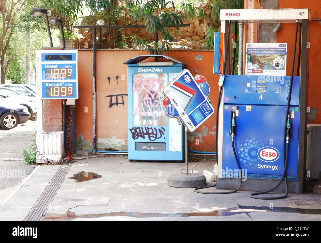 Prices displayed in a petrol station in Rome, Italy, May 4 2022. Italy's government recently